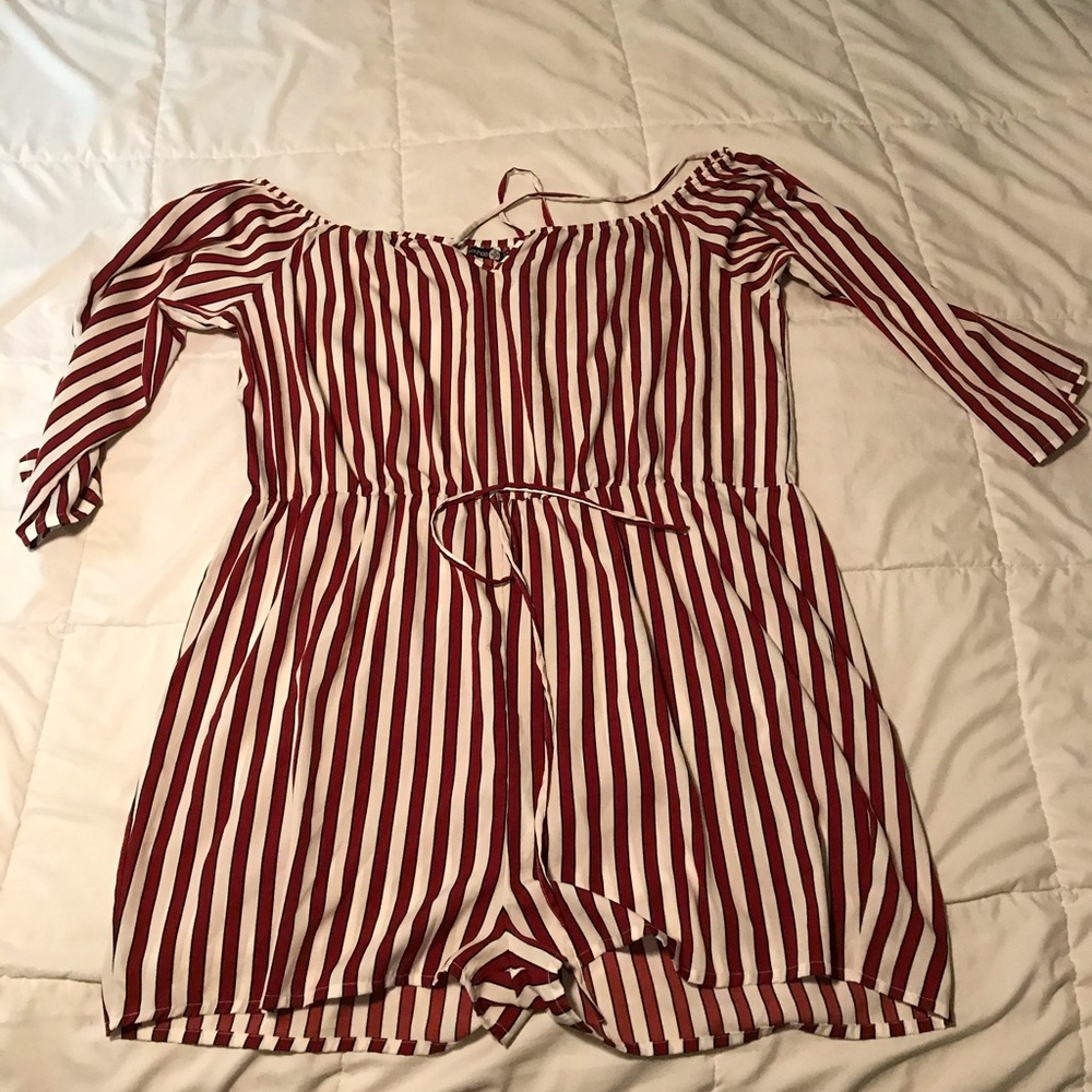 This cute red/white stripe romper!